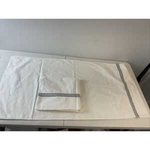 NEW Signoria Firenze White Cotton King Pillow case Hotel Grey embroidered trim